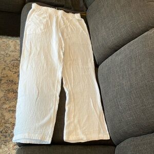 C&C California White Pants Wide Leg Gauze 100% Cotton Beachy Summer Neutral